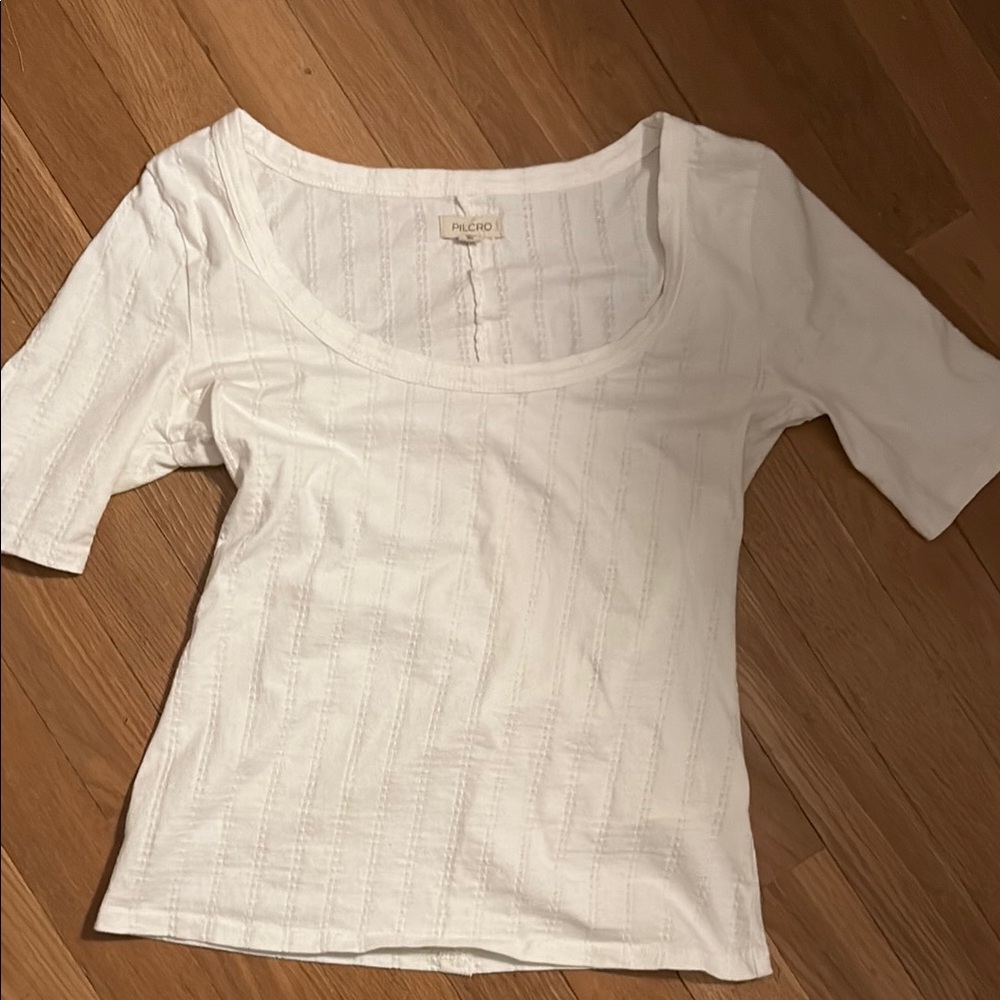 Anthropologie Pilcro White Scoop  Neck Top